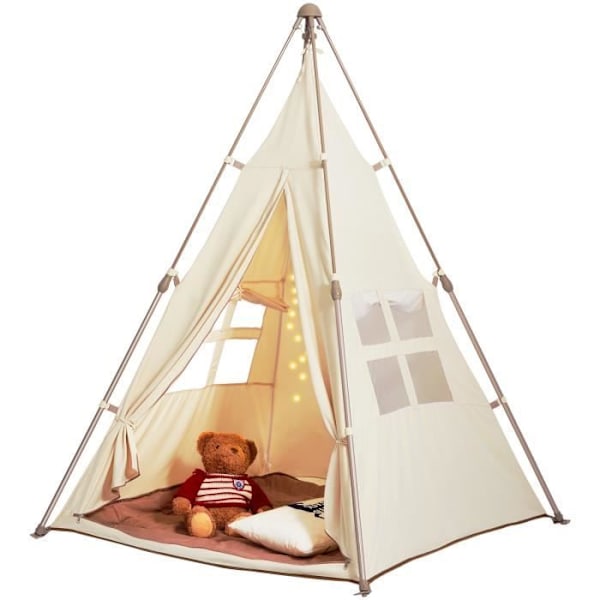 Barntält - VEVOR - 128 x 125 x 175 cm Lektält för barn Vikbart tipitält för småbarn Matväska,beige