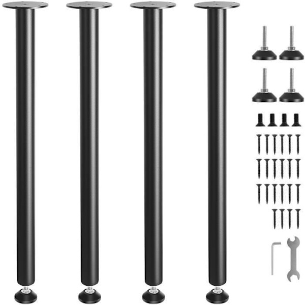 Bordben - VEVOR - 4 PCS Justerbara Kontorsmöbel i Massivt Stål - Svart