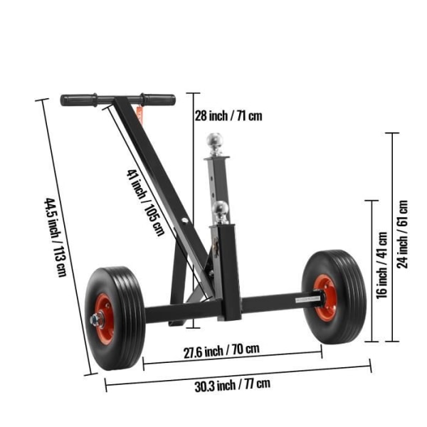 Släpvagnslansering - VEVOR - Justerbar släpvagnsvagn - Maxbelastning 272kg Justerbar höjd 41-61cm