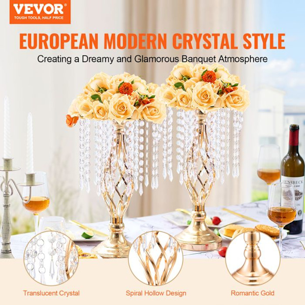 Bröllopsvas-VEVOR-Set med 20-bröllopsblomsterhållare 43 cm hög för bröllopsmiddag, ceremoni, jubileum