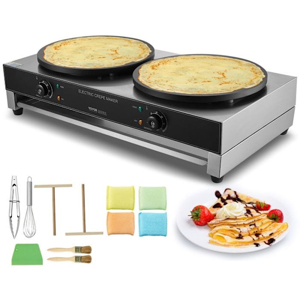 Elektrisk Crepe Maker 40 cm-VEVOR-3400 W-in rostfritt stål-med temperaturkontroll, restaurang