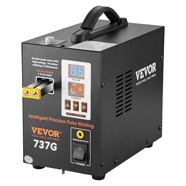 Batteripunktsvets-VEVOR-Pulse 737G-Batteriladdare-2 svetslägen-LED-belysning för rent nickel 0,12 mm
