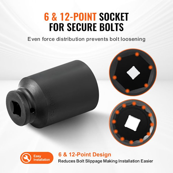Deep Impact Socket Set för axelmuttrar 14st-VEVOR-Reparationsmonterings- och demonteringsverktyg
