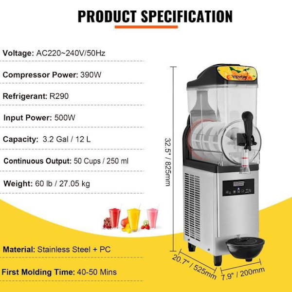 12 L Granita Machine -VEVOR - Kommersiell Granita Machine - Iced Drinks