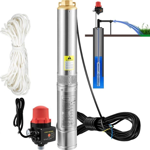 Vattenpump av rostfritt stål - VEVOR - 750 W - 105 L-min - för djupa brunnar