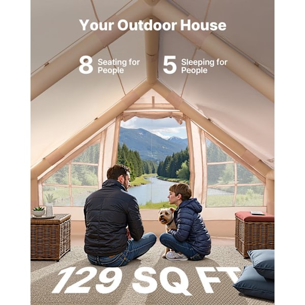 Tält i Uppblåsbart Material - VEVOR - 4 x 3 x 2 m - Glampingtält för 5 till 8 Personer Oxford 300D - med Handpump