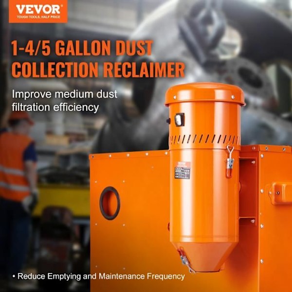 Dammuppsamlingssystem - VEVOR-1450W, dammuppsamlare, med 1,8 gallon kapacitet - för sandblästringsskåp