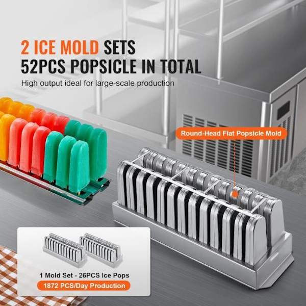 Kommersiell Popsicle Maker - VEVOR - 2 formar, 52st Glass Popsicle Maker - för barer, kaféer