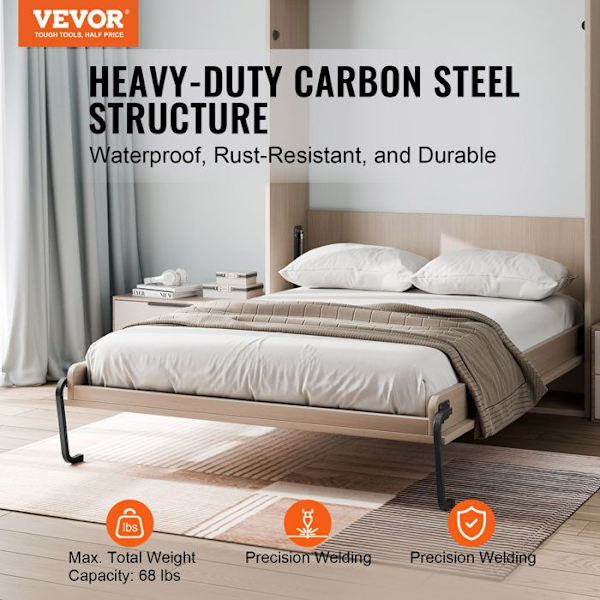 Murphy Bed Hardware Kit-VEVOR-Load 31 kg-2185 x 1700 x 2210 mm-för hopfällbar garderob Väggsäng för sovrum Svart