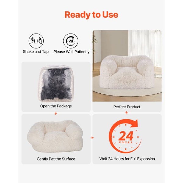 Pouf Päron för Vuxna - VEVOR - Sittpuff - med Armstöd - med Dragkedja - för Sovrum, Lekrum, Vardagsrum - Beige