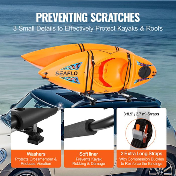 Kajaktakräcke 2 par - VEVOR - Soft J takräcke - Surfbräda, Kanot, SUP, Skidbräda, Bilfäste
