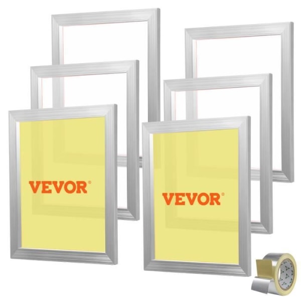 Set med 6 screentryckramar - VEVOR - Aluminium screentryckssats 40,6x50,8 cm Mesh 110
