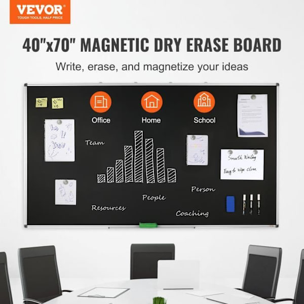 Magnetisk Blackboard-VEVOR-175x100 cm Torrsudda Blackboard Aluminiumram-för presentation Arbete Kontor Hem Skola