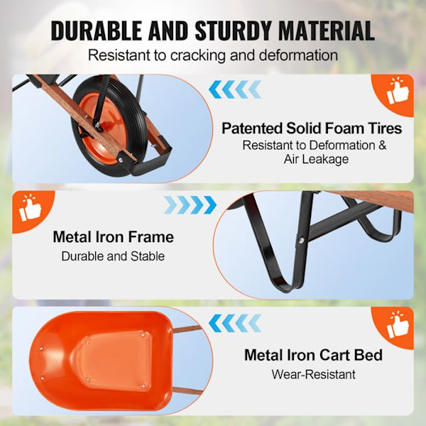 5 cu ft. Skottkärra-VEVOR-Easy Loading Utility Cart och vagnar för Outdoor Lawn Farm