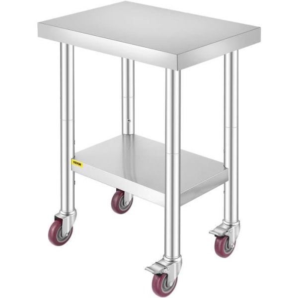 Köksarbetsbord på hjul - VEVOR - Arbetsbord i rostfritt stål 61 x 46 x 86 cm