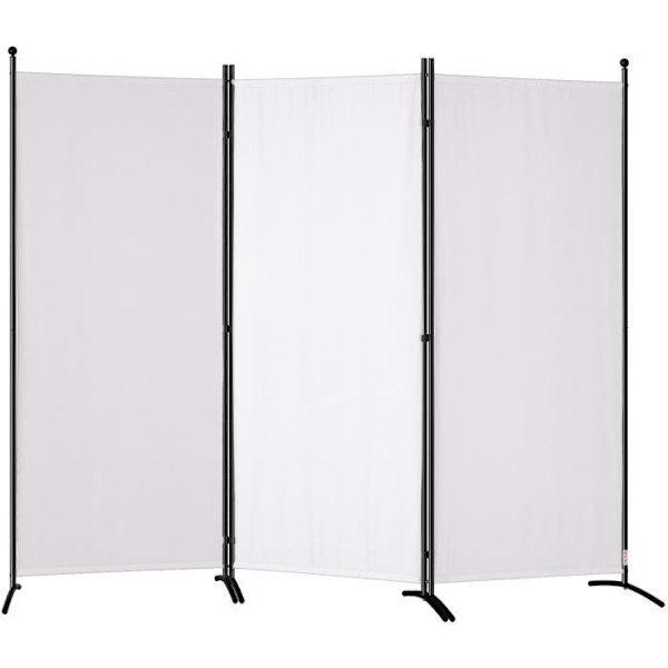 Skärmavskiljare Gardiner - VEVOR - 226 x 52 x 185cm 3 Panel Skärm Rumsavdelare Vikbar skiljevägg - Vit