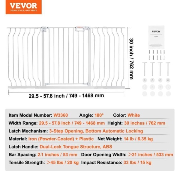 Säkerhetsport - VEVOR - Expanderbart barnhundstaket 75-147x76 cm Trappa