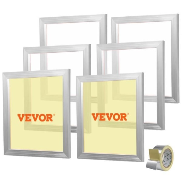 Set med 6 screentrycksramar - VEVOR - Aluminium screentryckssats 45,7x50,8 cm Mesh 160