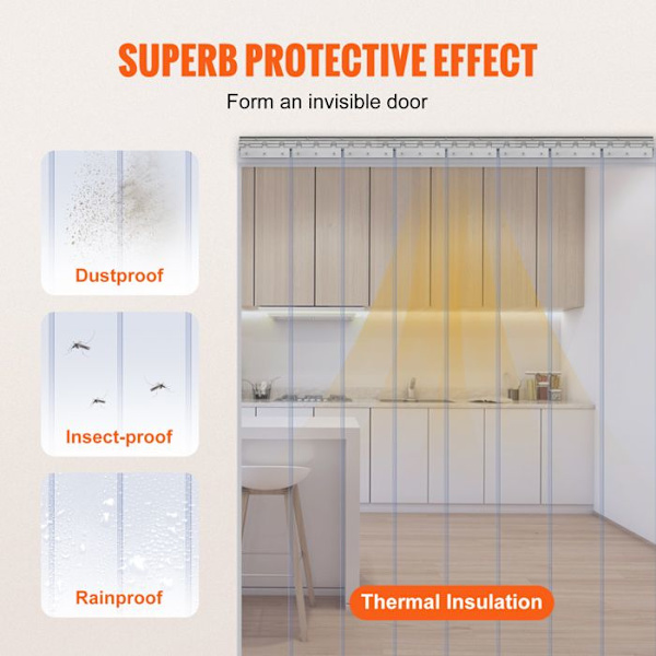 PVC-bandgardin-VEVOR-122x244 cm-Transparent lamellgardin-för kylrumsdörrar, stormarknadskylare