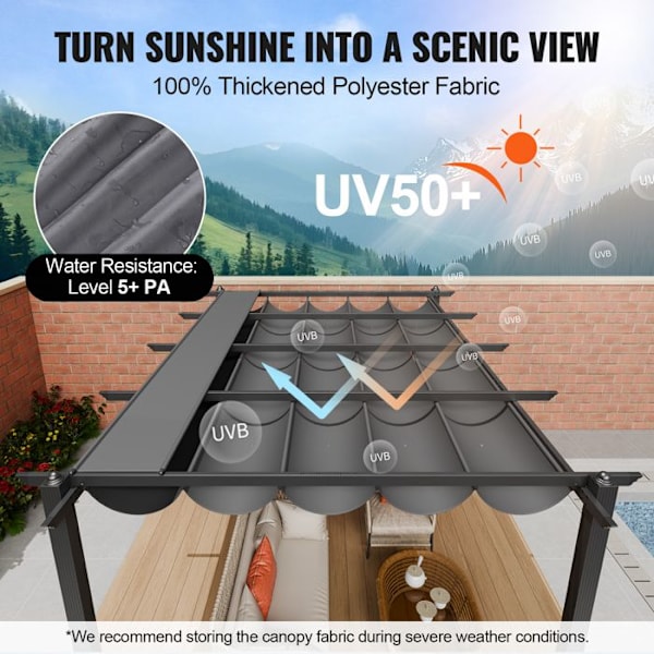 Utfällbar utomhuspergola 3 x 4 m-VEVOR-Aluminium Garden Gazebo-för uteplatser, trädgårdar, däck, bakgårdar-grå