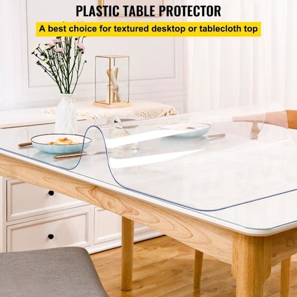 Transparent rektangelduk - VEVOR - PVC bordsskydd 198,1 x 106,7 cm 1,5 mm Måttskärning