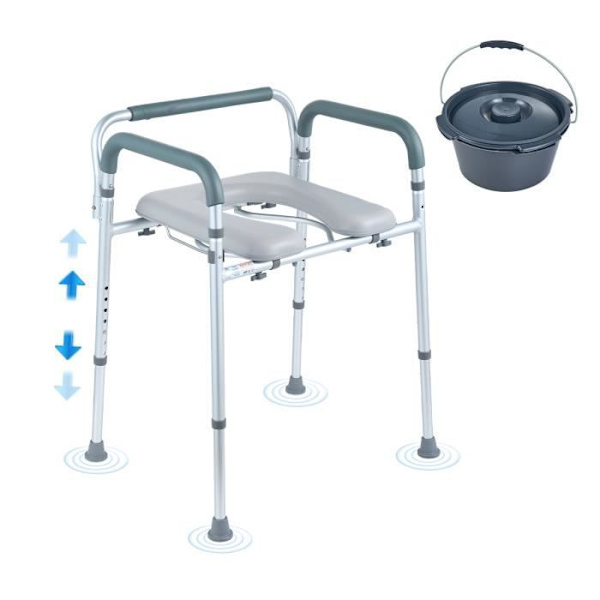 Kommodestol - VEVOR - 440 x 400 x 40 mm Vadderad Toalettsits Höjd Justerbar Äldre, 158,5 kg Kapacitet