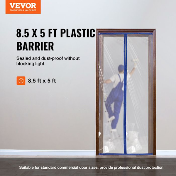 Anti-dammdörr-VEVOR-2,6 x 1,52 m-för renovering Transformation Sanitet Byggarbetsplats