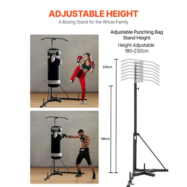 Stöd för 2-i-1 Slagsektion - VEVOR - Kapacitet 65 kg - Självstående Boxningsstation i Stål - med Pull-up Bar