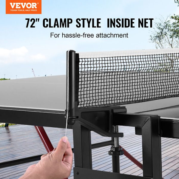 Ping Pong Bord-VEVOR-All Weather Bärbart Aluminium Vikbart Bordtennisbord med Quick Release Net