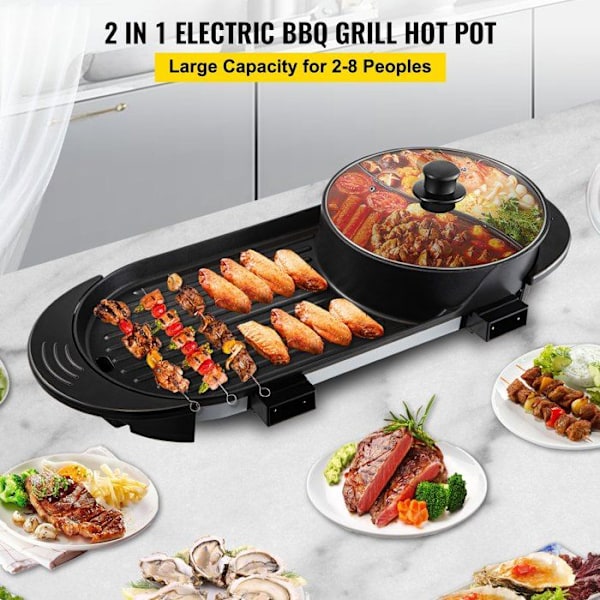Multifunktionell elektrisk grill - VEVOR - 2200 W elfondue - för inomhusgrill