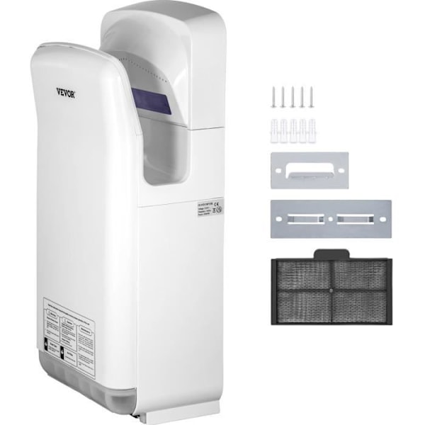 Elektrisk handtork - VEVOR VV-JHD-BS - 2000W - ABS - HEPA Vit