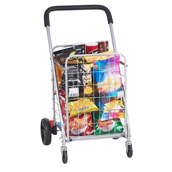 Hopfällbar kundvagn - VEVOR - 320 x 365 x 475 mm, maximal lastkapacitet 49,9 kg, Fällbar, silver, PP+EVA+kolstål