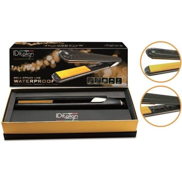 Gold Styler vattentät professionell plattång för hår, med keramiska svängbara plattor, 65W - italiensk design