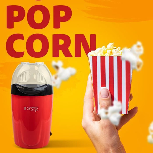 Elektrisk popcornmaskin 1200W - italiensk design Röd