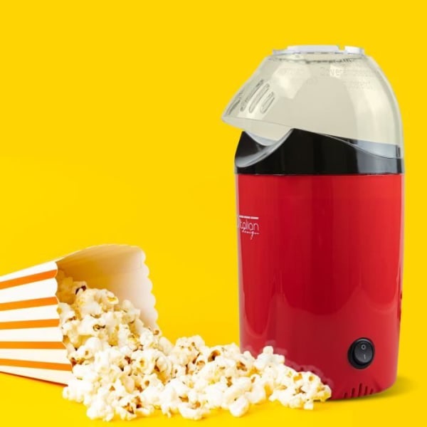 Elektrisk popcornmaskin 1200W - italiensk design Röd