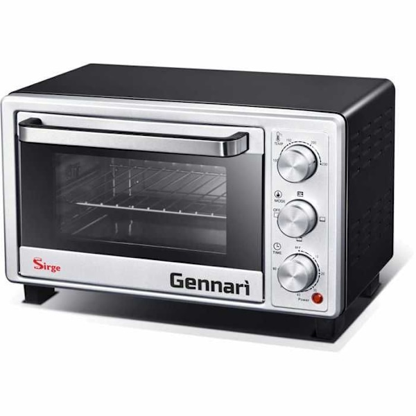 Sirge Mini neljän 16L, 1400W, pieni uuni, pizzauuni, 100-230 °C, ajastin 0-60 minuuttia, miniuuni leivontalevyn kanssa, MUSTA svart
