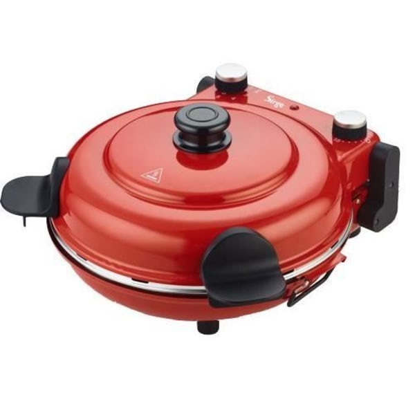 Sirge OSOLEMIO Pizzaovn - 1200 W Elektrisk PIZZA - 400°C - RØD - diameter 30 cm - SORT ildfast sten uden farvestof Rød