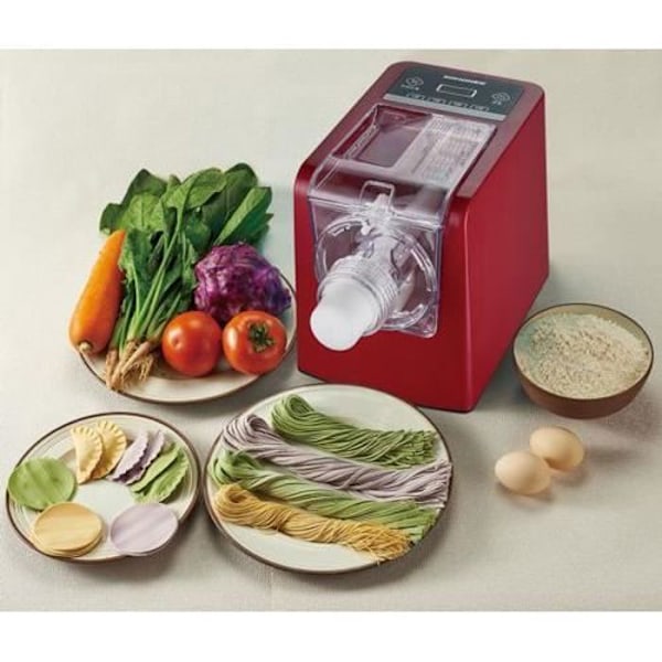 Sirge MAGICPASTA Pastamaskine 300 Watt - 52 Dies - op til 650 gr Automatisk pastamaskine til at lave frisk pasta derhjemme Röd