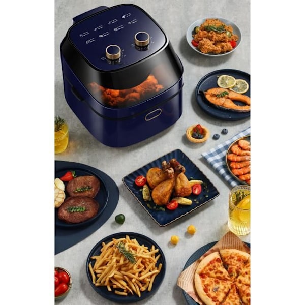 Ilmafriteuse 7 litraa - Sähköfritteuse - 1500 W - Ilman öljyä - 200°C - Ajastin 60 minuuttia Blå