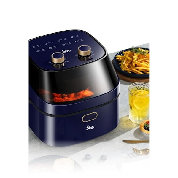 Ilmafriteuse 7 litraa - Sähköfritteuse - 1500 W - Ilman öljyä - 200°C - Ajastin 60 minuuttia Blå