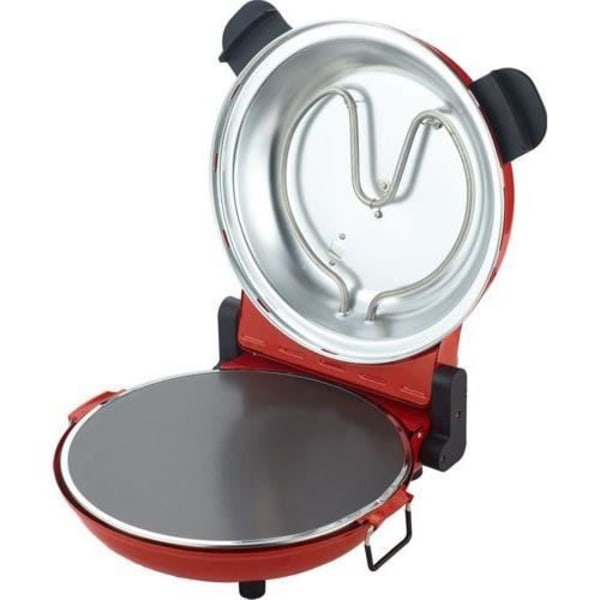 Sirge OSOLEMIO Pizzaovn - 1200 W Elektrisk PIZZA - 400°C - RØD - diameter 30 cm - SORT ildfast sten uden farvestof Rød