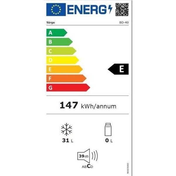 Sirge FREEZER32L Minifrys 31 liter Energiklass E (A++) DUBBEL KYL/FRYSFUNKTION