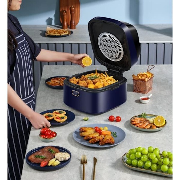Ilmafriteuse 7 litraa - Sähköfritteuse - 1500 W - Ilman öljyä - 200°C - Ajastin 60 minuuttia Blå
