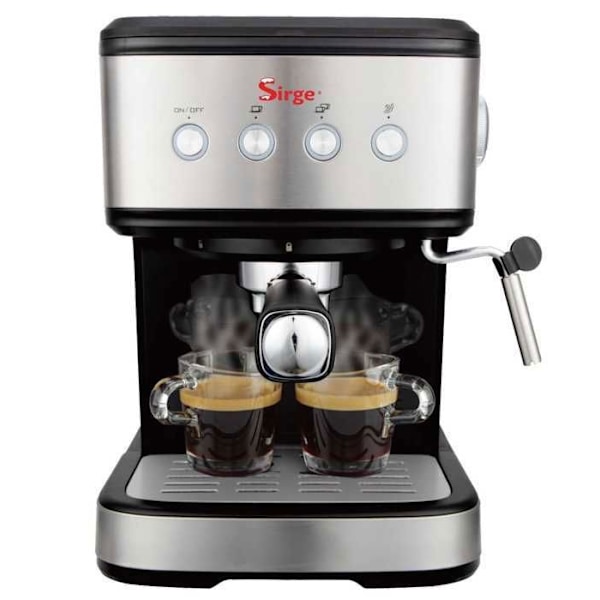 Sirge LUSSY Espressokone ja cappuccinokone - 3 kahfiltteriä - 1100 W cappuccinotoiminnolla ja paperipodsilla [ese44] Svart