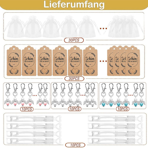 100 st Fest Bröllop Inbjudan Present Paket Ängel Vinge Berlock Silver