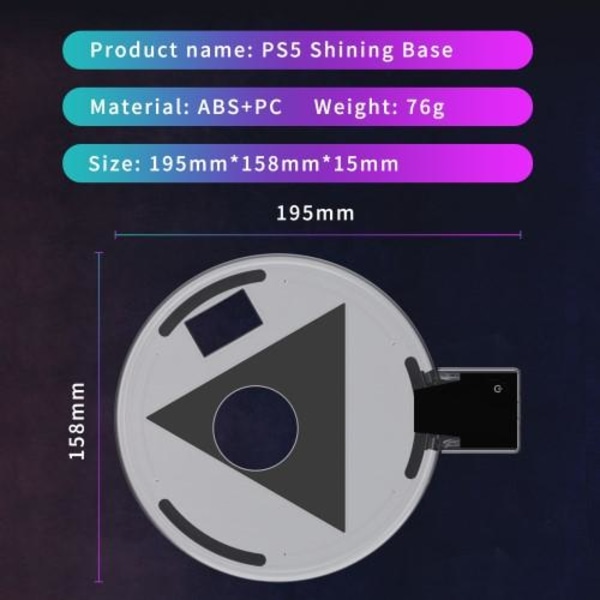 Playstation 5/PS5 RGB LED-rengasvalokonsolin jalustan koristetar Transparent