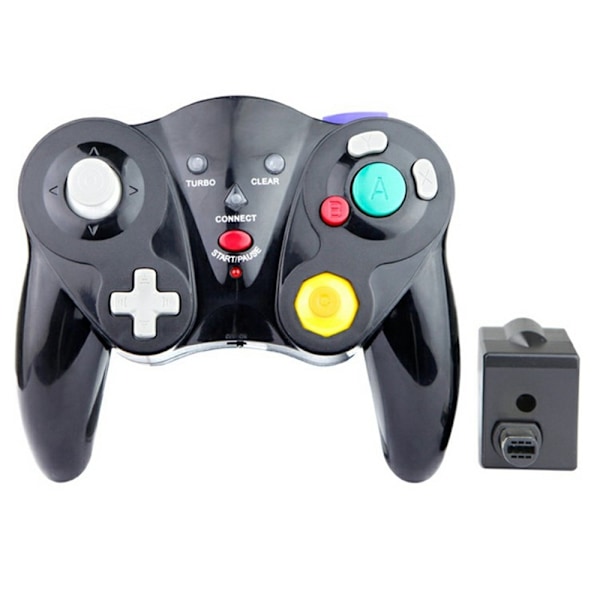 Kompatibel med Nintendo Gamecube trådløs gamepad Turbo Vibration Game Controller Black