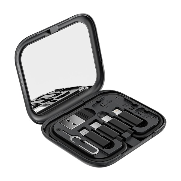 TOOCKI USB-C til USB-C kabel USB+iP+Micro USB Adapter Case Black