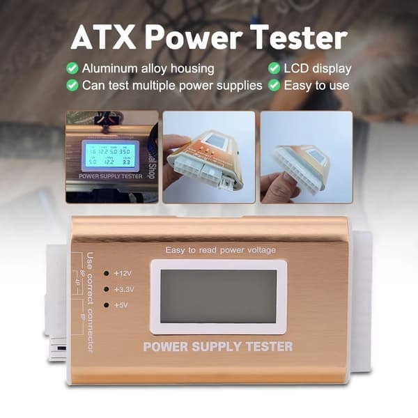 LCD Display ATX Power Tester Desktop Computer Power Test Tool Gold
