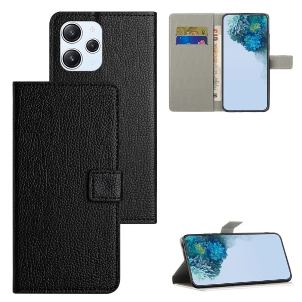 Til Xiaomi Redmi 12 Wallet Case Telefon Case Cover Stand Black